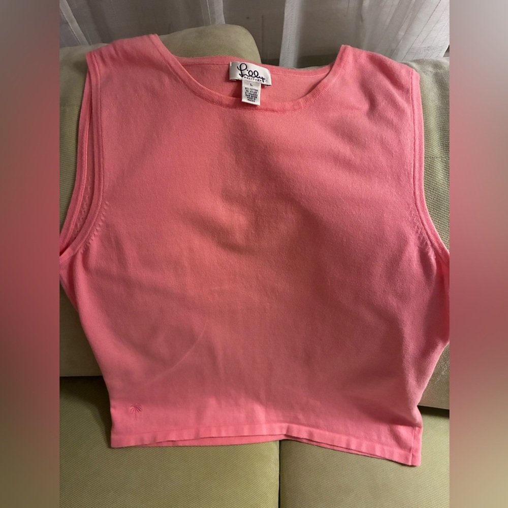 Lilly Pulitzer Knit Sleeveless Tank Top Salmon  Women L Classic Quiet Luxury
